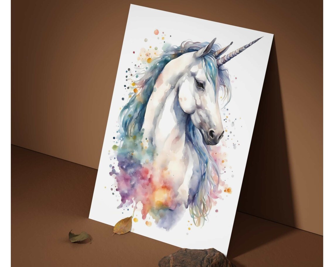 Unicorn Watercolor Art Print, Unicorn Painting Wall Art Decor, Original Artwork, Wild Animals ...