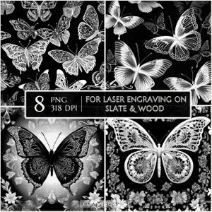 3D Crystal Butterfly PNG for Laser Engraving, Butterfly Slate Coaster, Illusion Burn PNG, Glowforge File, Lightburn Laser Cut butterfly gift