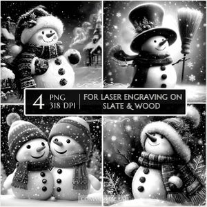 Christmas 3D Cute Snowman PNG Laser Ready for Engraving Christmas files laser Burn PNG Slate Coasters  Xmas Stock 3D Illusion Lightburn File