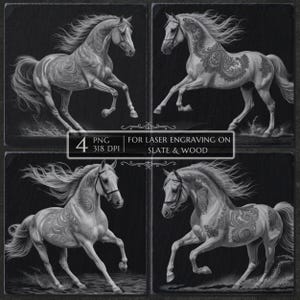 Beautiful Arabian stallion, Horse PNG Laser Engraving File, Slate Board Coaster, Glowforge LightBurn CNC Router Files, Memorial plaque, gift