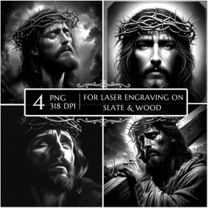 Jesus Christ Thorns Coaster Portrait PNG, Religious Prayer, Nativity Scene, Laser Engrave Jesus, Christian Glowforge Files, Laser Burn PNG