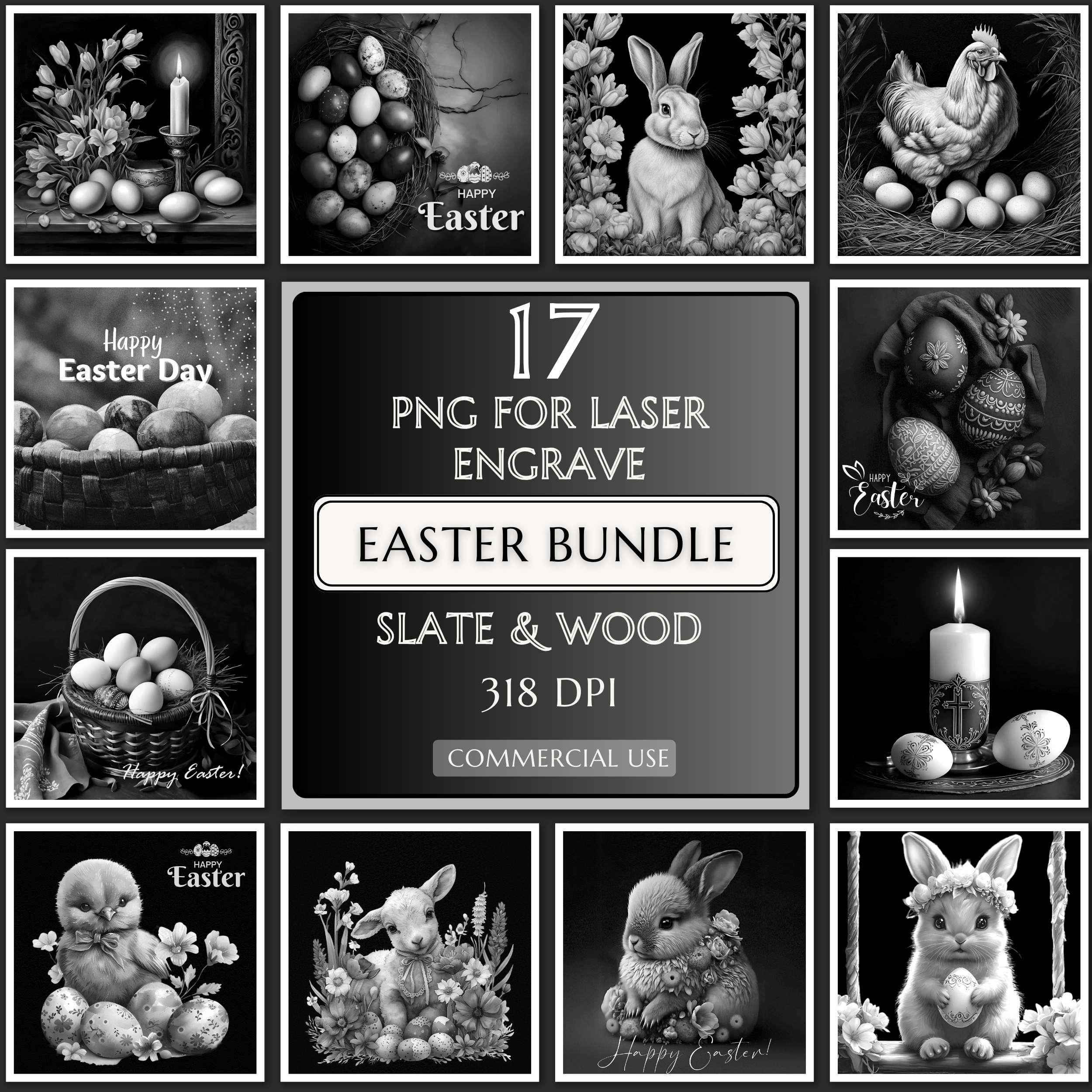 Easter Bundle Laser Engraving PNG Files, Happy Easter Slate Coaster ...