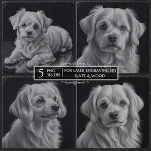 Maltese Dog PNG for Laser Engraving, Cute Dog Clipart, Toy Breed Silhouette, Laser Burn File, Slate Coaster, Glowforge LightBurn xTool