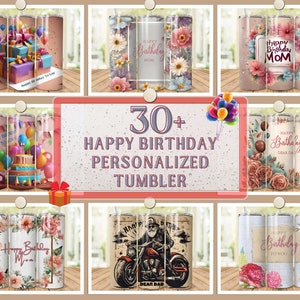 30 + fügen Sie Ihren eigenen Text hinzu, alles Gute zum Geburtstag personalisierte Becher, Mama und Papa Becher, 20 Unzen Becherverpackung, Geburtstag Sublimationsbecherverpackung.