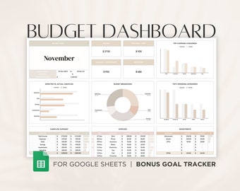 Budget Dashboard Spreadsheet: Personal Finance Tracker (Google Sheets)