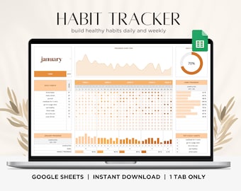 Habit Tracker Spreadsheet for Google Sheets | Daily Weekly and Monthly Dashboard, Simple Digital To Do List Template, ADHD Goal Planner 2025