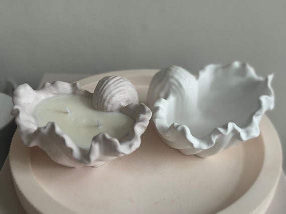Shell Shaped Candle Vase: Vegan Soy Wax Ceramic Container