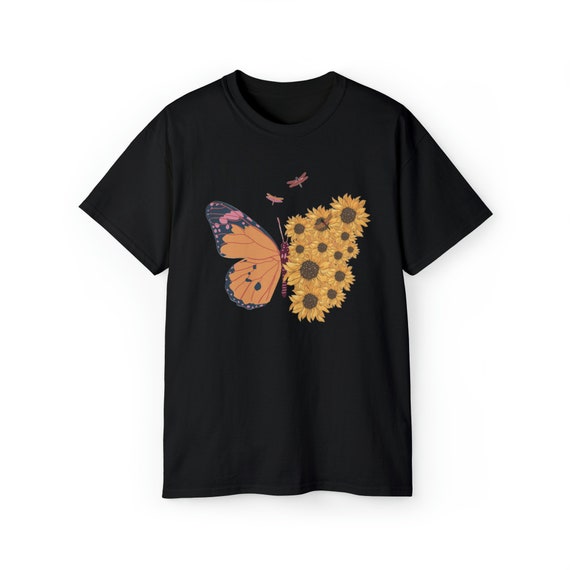 Black Floral T-shirt - Etsy