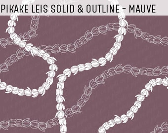 Pikake Leis Solid and Outline - Mauve - Pikake Lei PNG - Lei Strand Seamless - Seamless Repeating - Hawaii Seamless Repeat - Seamless PNG