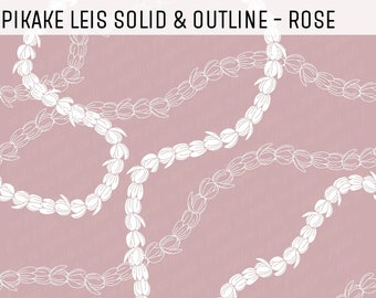 Pikake Leis Solid and Outline - Rose - Pikake Lei PNG - Lei Strand Seamless - Seamless Repeating - Hawaii Seamless Repeat - Seamless PNG