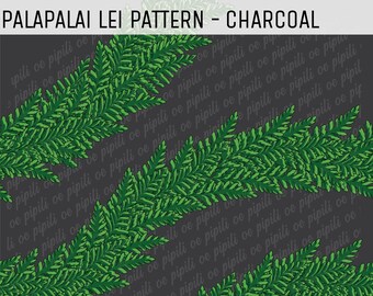 Palapalai Lei Pattern - Charcoal - Palapalai Fern Seamless Pattern - Hawaii Seamless Pattern - Hawaii Sublimation Design - Fern Lei Repeat