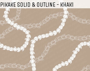 Pikake Leis Solid and Outline - Khaki - Pikake Lei PNG - Lei Strand Seamless - Seamless Repeating - Hawaii Seamless Repeat - Seamless