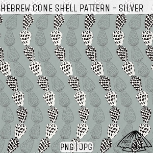 Hebrew Cone Shell Pattern - Silver - Hawaii Shell Pattern - Fabric Pattern PNG - Hawaii Sublimation - Ocean Themed Repeat - Shell Pattern
