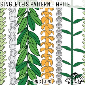 Single Leis Pattern - White - Puakenikeni Lei - Pikake Lei - Maile Lei - Ti Leaf Lei - Pakalana Lei - Crown Flower Lei - Sublimation PNG