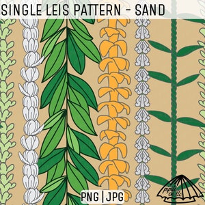 Single Leis Pattern - Sand - Puakenikeni Lei - Pikake Lei - Maile Lei - Ti Leaf Lei - Pakalana Lei - Crown Flower Lei - Sublimation PNG