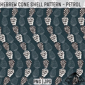 Hebrew Cone Shell Pattern - Petrol - Hawaii Shell Pattern - Fabric Pattern PNG - Hawaii Sublimation - Ocean Themed Repeat - Shell Pattern