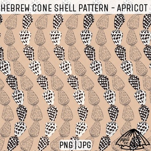 Hebrew Cone Shell Pattern - Apricot - Hawaii Shell Pattern - Fabric Pattern PNG - Hawaii Sublimation - Ocean Themed Repeat - Shell Pattern