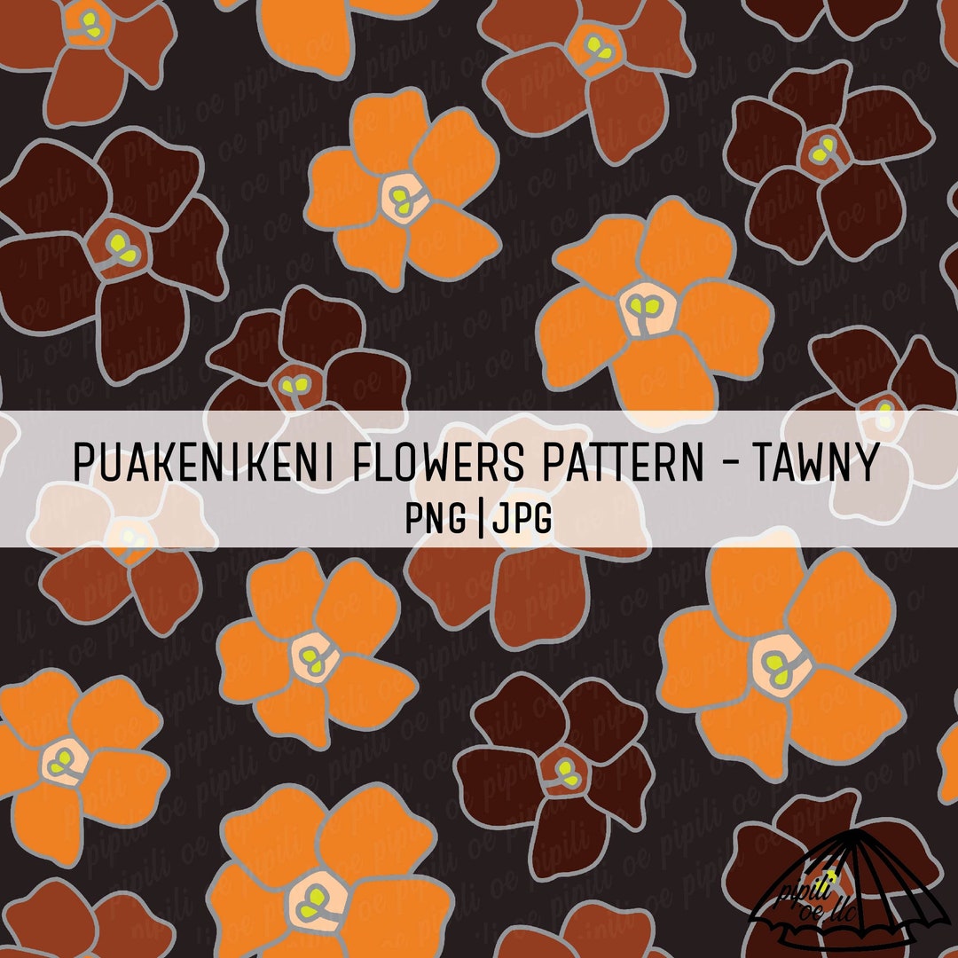 Puakenikeni Flowers Pattern - Tawny - Puakenikeni Pattern - Hawaii ...