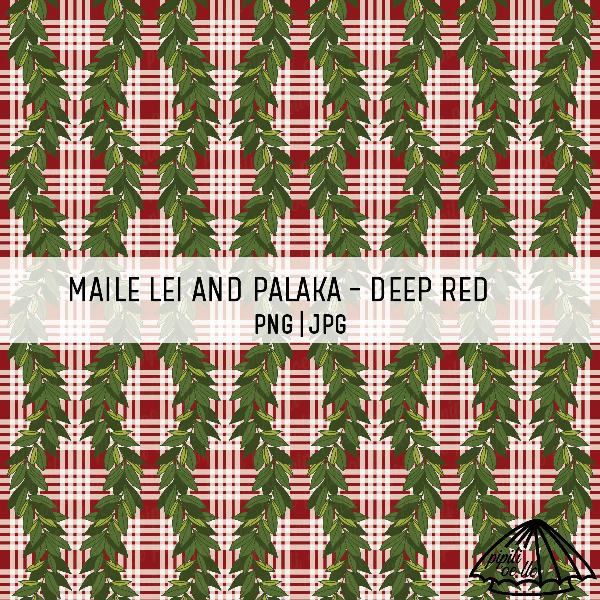 Maile Lei and Palaka Pattern - Deep Red - Hawaii Seamless Pattern - Lei ...