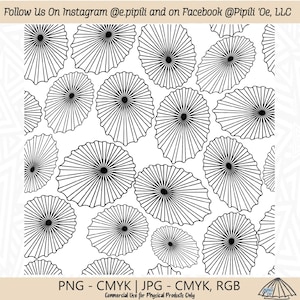 May include: Black and white seamless pattern featuring a repeating design of stylized flower shapes with a circular center. The pattern is on a white background.