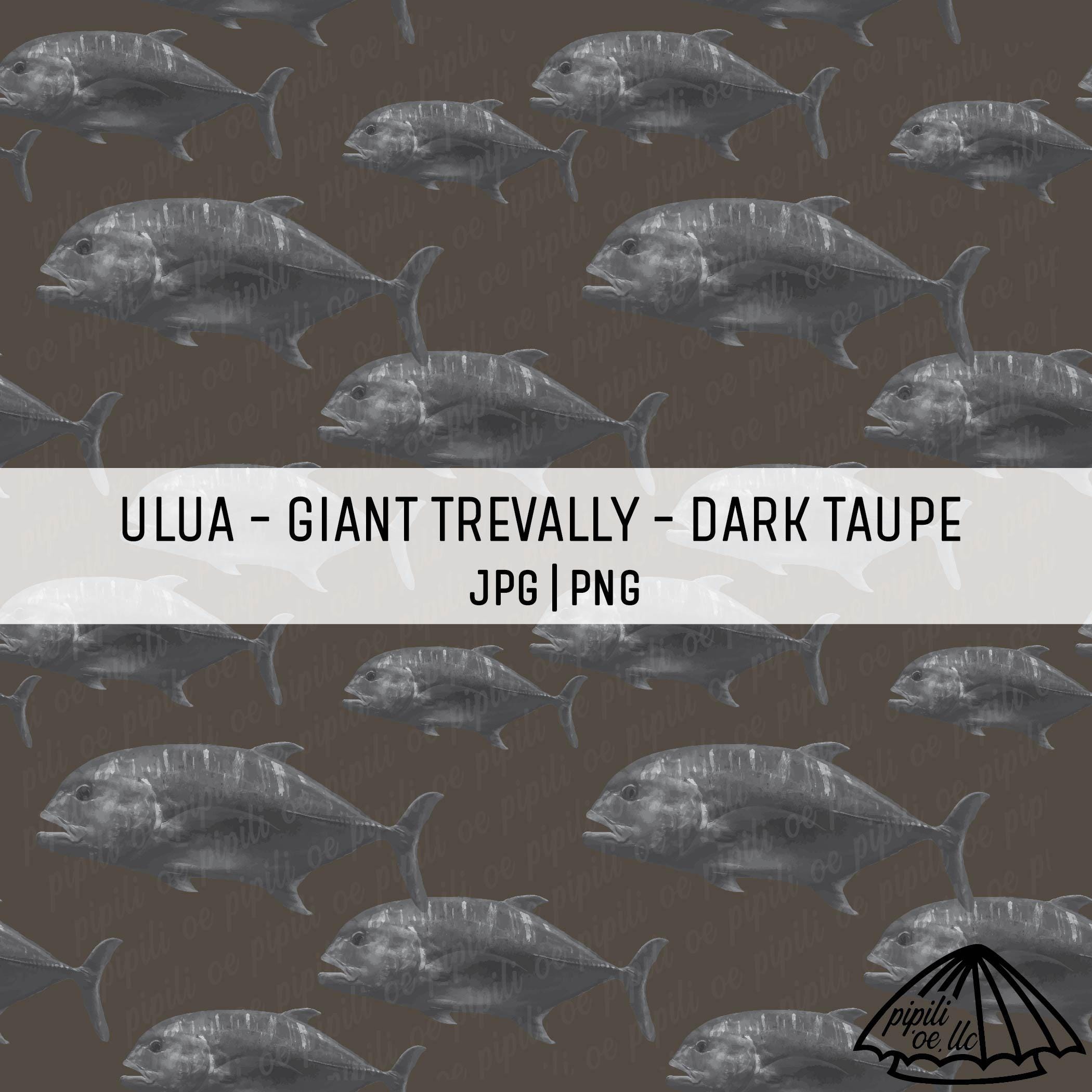 Ulua Fish Backdrop Ulua - Giant Trevally Pattern - Dark Taupe - Seamless Repeating Pattern ...