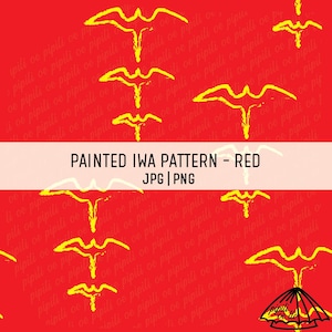Painted Iwa Pattern - Red - Iwa Birds Seamless Pattern for Sublimation - Iwa Birds Pattern for Custom Fabric - Seamless Background PNG