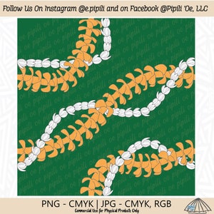 Puakenikeni and Pikake Lei Pattern - Green - Puakenikeni Lei Seamless PNG - Pikake Repeating Pattern JPG - Hawaii Repeating Pattern - Floral