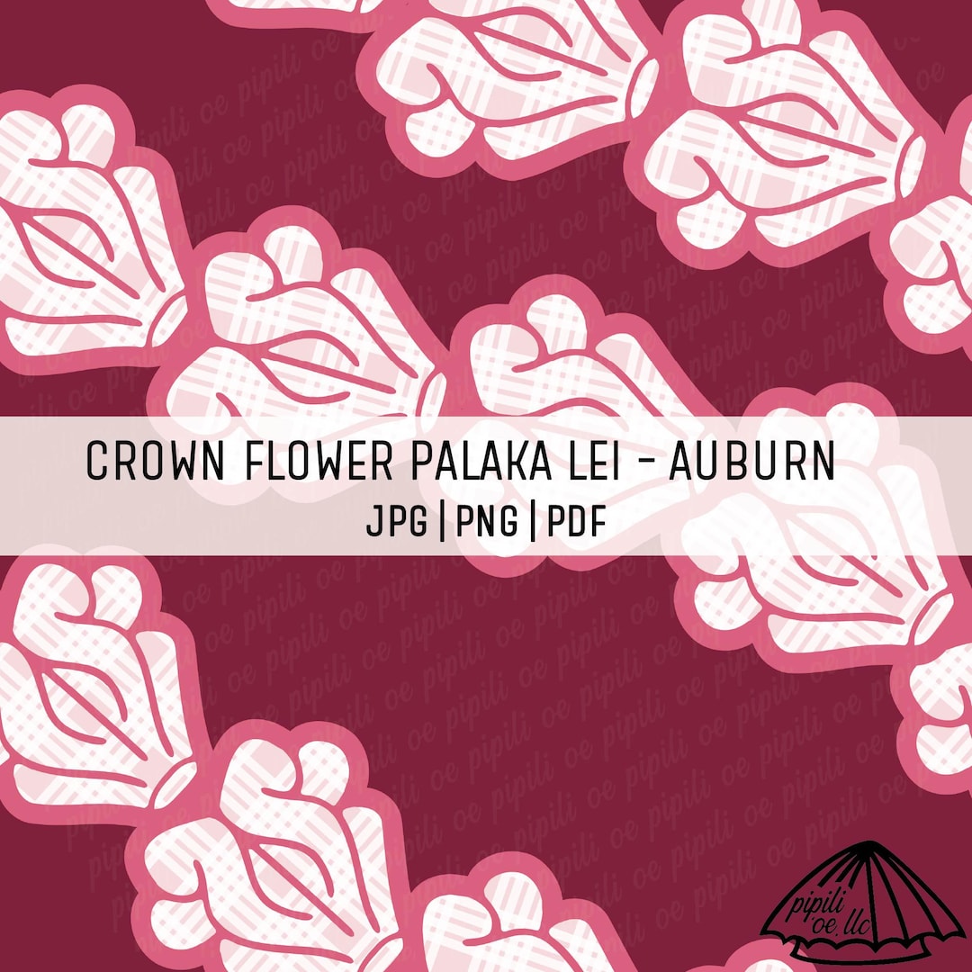 Palaka Ribbon Crown Flower Palaka Lei Pattern - Auburn - Hawaiian Design for ...