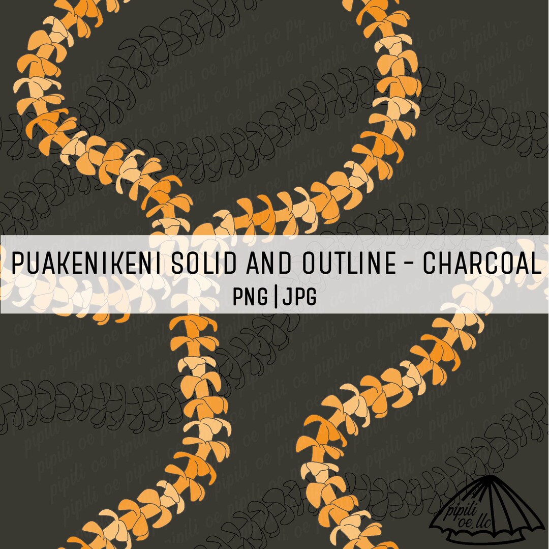 Puakenikeni Lei Solid and Outline Pattern - Charcoal - Puakenikeni ...
