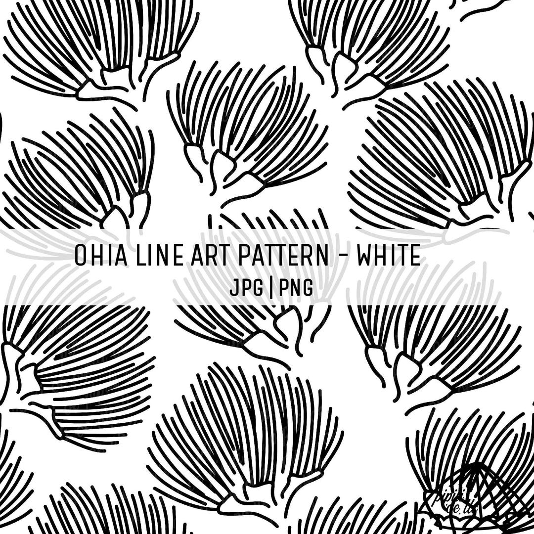 Aloha Line Pattern Ohia Lehua Line Art Pattern With White Background - Seamless Pattern ...