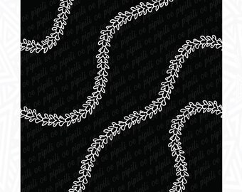 May include: A black and white seamless pattern with a repeating design of white stylized leaves forming a circle. The text "Follow Us On Instagram @e.pipili and on Facebook @Pipili 'Oe, LLC" is at the top of the image. The text "PNG - CMYK | JPG - CMYK, RGB" is at the bottom of the image. The text "Commercial Use for Physical Products Only" is below the text "PNG - CMYK | JPG - CMYK, RGB".