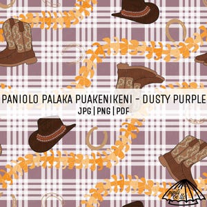 Paniolo Palaka Puakenikeni Lei - Dusty Purple - Farmhouse Pattern - Hawaii Seamless Pattern - Sublimation - Fabric Pattern PNG - Boots PNG
