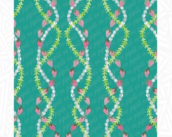 Lokelani Pikake Pakalana Lei Pattern - Teal - Lokelani Lei PNG - Pakalana Lei JPG - Pikake Lei Clip Art - Digital Download - Seamless Repeat