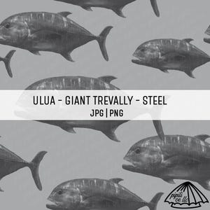Ulua - Giant Trevally Pattern - Steel - Seamless Repeating Pattern for Sublimation - Hawaii Fish Pattern for Custom Fabric - Background PNG