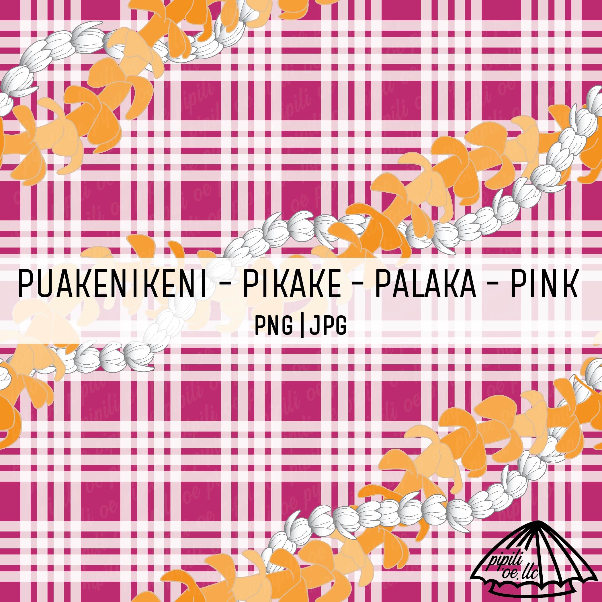 Puakenikeni and Pikake Lei on Palaka - Pink - Hawaii Seamless