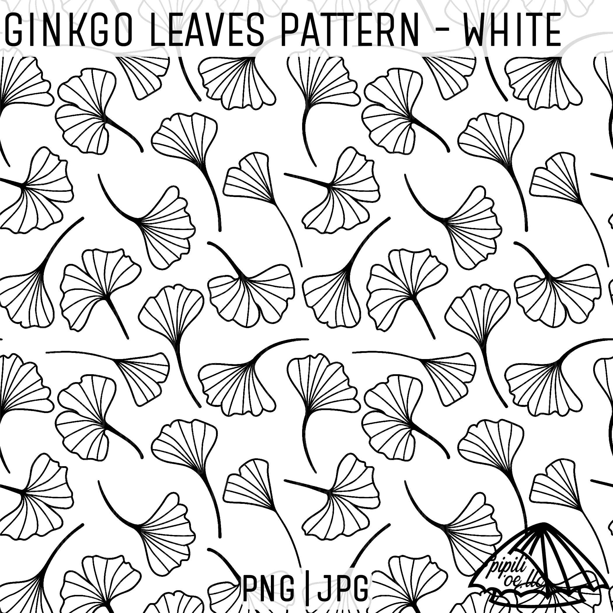 Ginkgo Leaves Pattern - White - Ginkgo Leaf - Seamless Pattern PNG ...