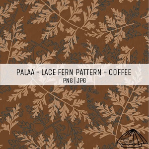 Palaa - Hawaiian Lace Fern Pattern - Coffee - Hawaii Seamless Repeating Pattern - Sublimation Design - Downloadable Seamless Background