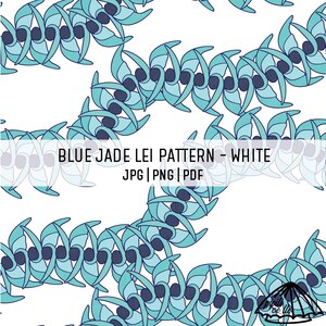 Blue Jade Lei Pattern - White Background - Hawaii Lei Pattern for Sublimation - Custom Fabric PNG - Lei Strand Seamless Pattern PDF - Floral