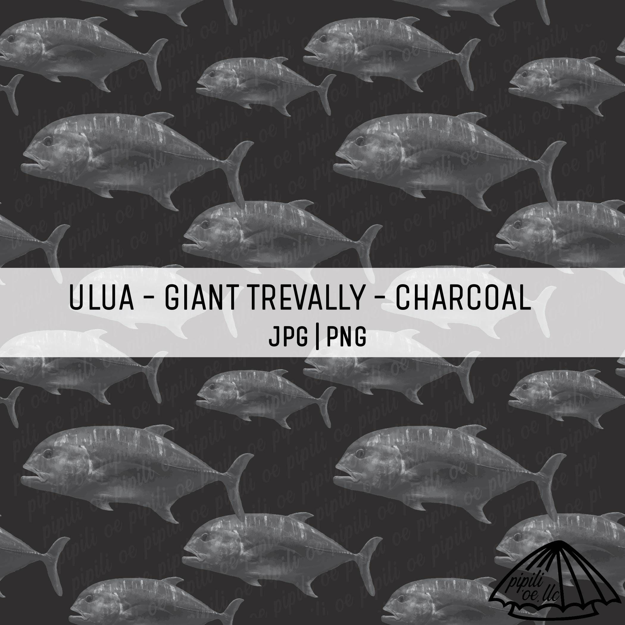 Ulua Fish Backdrop Ulua - Giant Trevally Pattern - Charcoal - Seamless Repeating Pattern ...