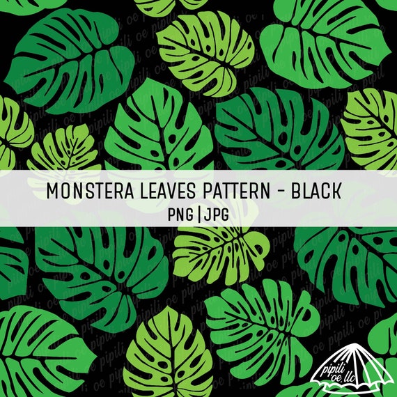 Monstera Leaf Pattern - Black - Tropical Leaf Digital Paper - Monstera  Seamless Pattern - Hawaii Sublimation - Tropical Leaves Repeat PNG - Etsy