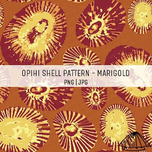 Opihi Shell Pattern - Marigold - Hawaiian Shell Pattern - Shell Seamless Repeating Pattern - Hawaii Sublimation PNG - Fabric Printing PNG