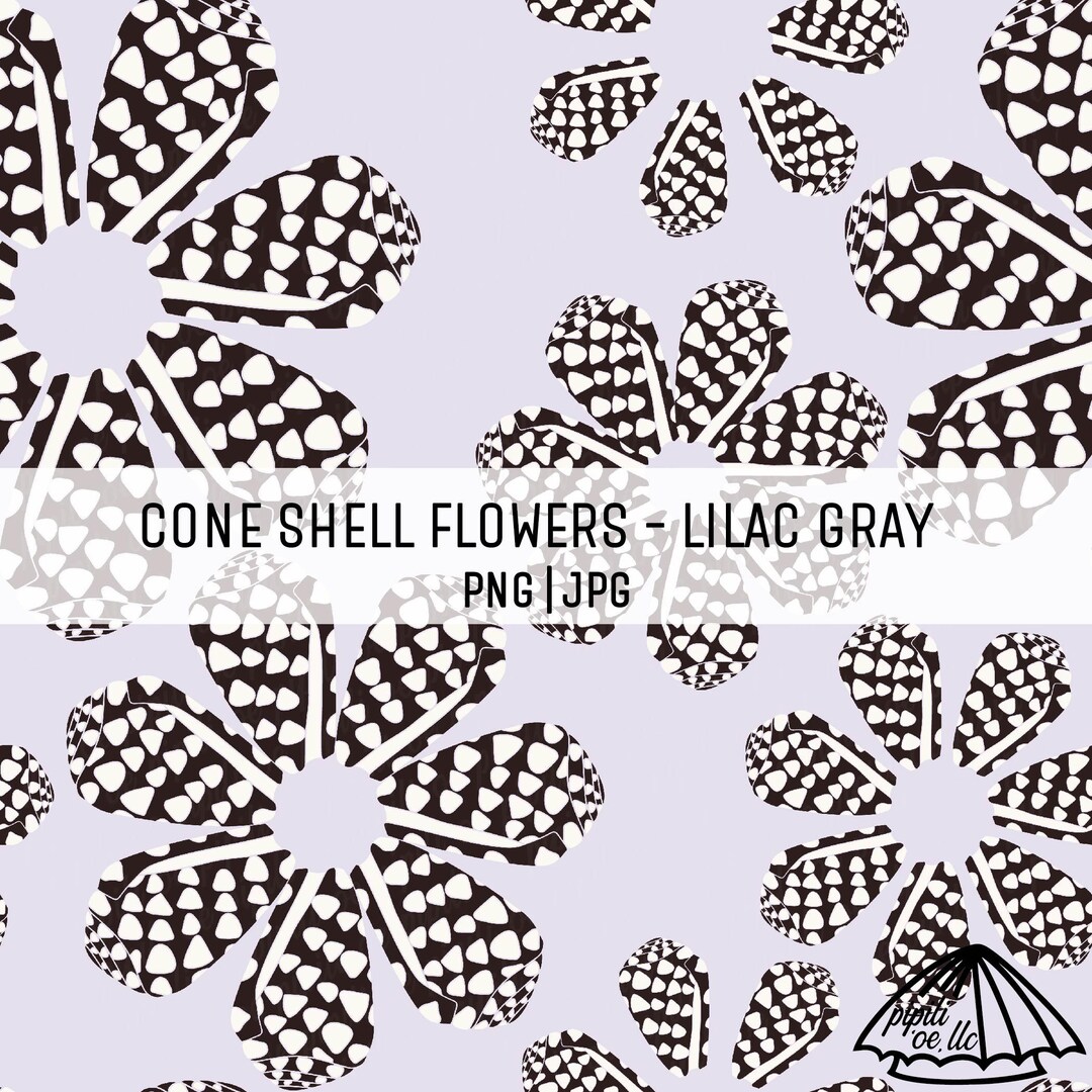 Shell Lilac Cone Shell Flowers - Lilac Gray - Sea Shell Pattern - Seamless Pattern ...