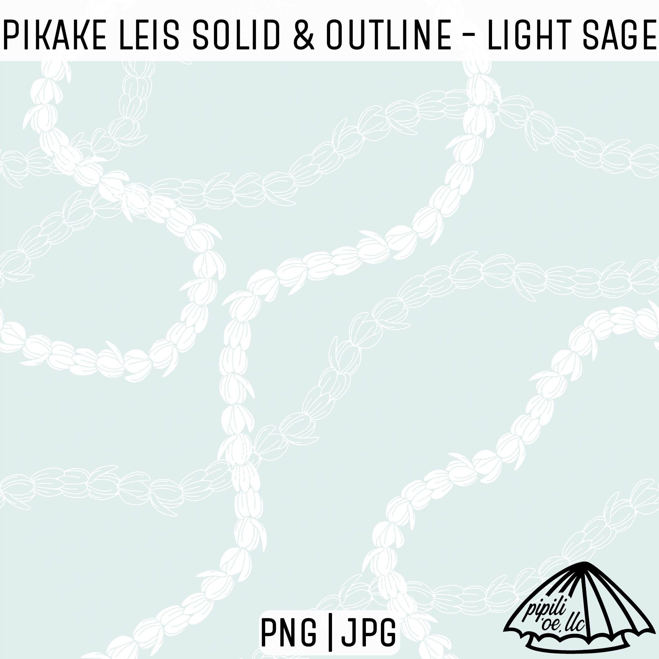 Pikake Leis Solid and Outline - Light Sage - Pikake Lei PNG - Lei Strand Seamless - Seamless Repeating - Hawaii Seamless Repeat - Seamless