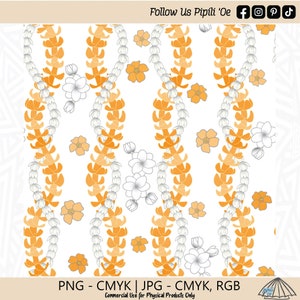 Pikake and Puakenikeni Lei Pattern - White - Pikake Lei Seamless Repeating Pattern - Hawaiian Repeating PNG - Tropical Floral Pattern JPG