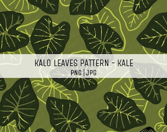 Kalo Leaves Pattern - Kale - Hawaiian Design for Sublimation - Background Seamless Pattern - Custom Fabric Printing PNG - Seamless Print PNG