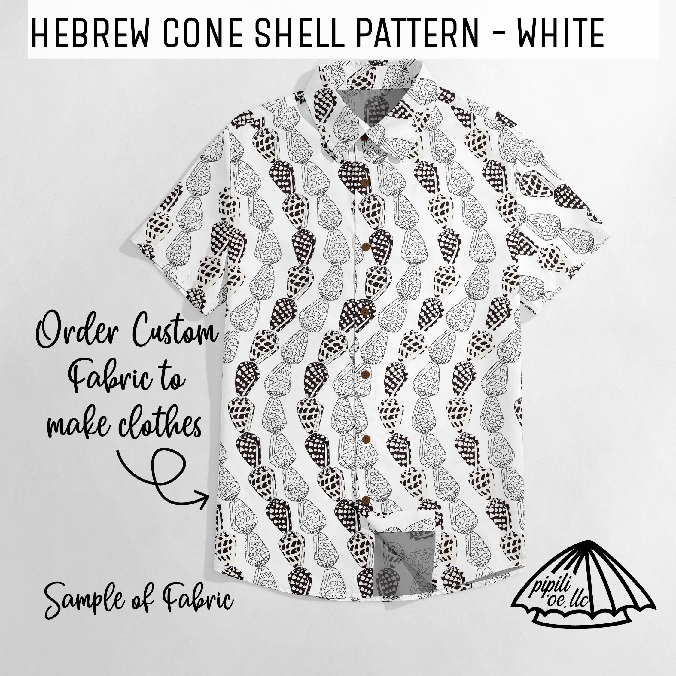 Hebrew Shell Pattern Top Hebrew Cone Shell Pattern - White - Hawaii Shell Pattern - Fabric ...