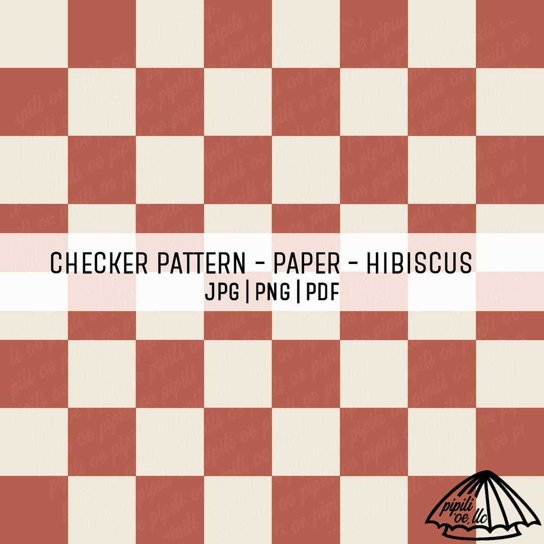 Checker Pattern in Paper and Hibiscus - Digital Print (JPG, PNG, PDF ...