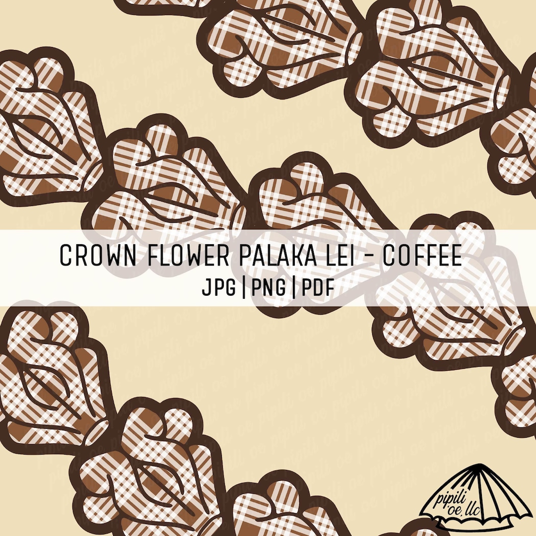 Palaka Ribbon Crown Flower Palaka Lei Pattern - Coffee - Hawaiian Design for ...