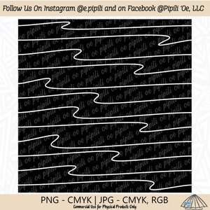 May include: Black background with white wavy lines and text that reads "Follow Us On Instagram @e.pipili and on Facebook @Pipili 'Oe, LLC". The image also includes the text "PNG - CMYK | JPG - CMYK, RGB" and "Commercial Use for Physical Products Only".
