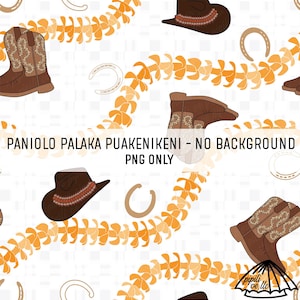 Paniolo Palaka Puakenikeni Lei - No Background - Farmhouse Pattern - Hawaii Seamless Pattern - Sublimation - Fabric Pattern PNG - Lei PNG